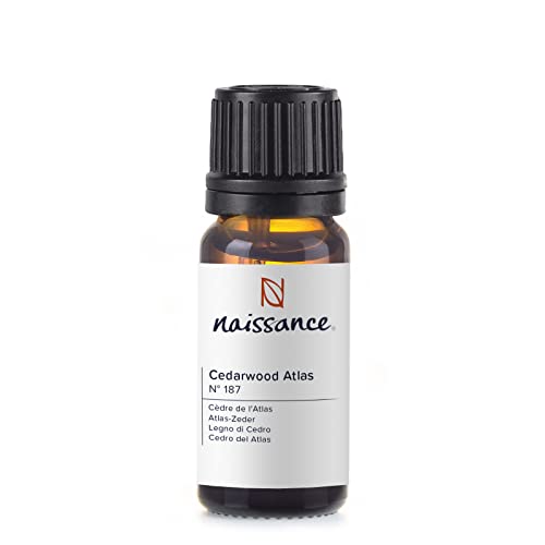 Naissance Aceite Esencial de Cedro del Atlas (No. 187) - 10ml - Puro, Natural & No Diluido - Para Quemador, Humificador, Aromaterapia, Difusor, Masajes - Velas, Jabon, Baño