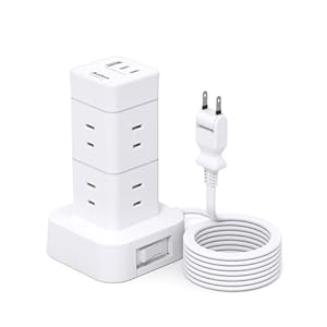 Addtam タワー型電源タップ 8個AC＆3USBポート付き 1,234円！プライム会員は送料無料！