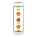 PSBM 4 Rolls 15 Inch x 1000 Feet 120 Gauge Blown Stretch Film/Wrap, Heavy Duty Industrial Strength Clear Shrink/Plastic Wrap for Moving, Packing, Shipping, Pallet Wrapping & Storage