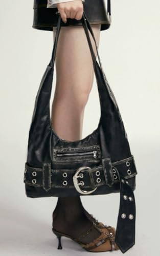 Vintage Shoulder Bag for Women Y2K Medium Buckle Satchel Purse Goth Leather Handbag Adjustable Tote Bag Y2K Clutch 20252