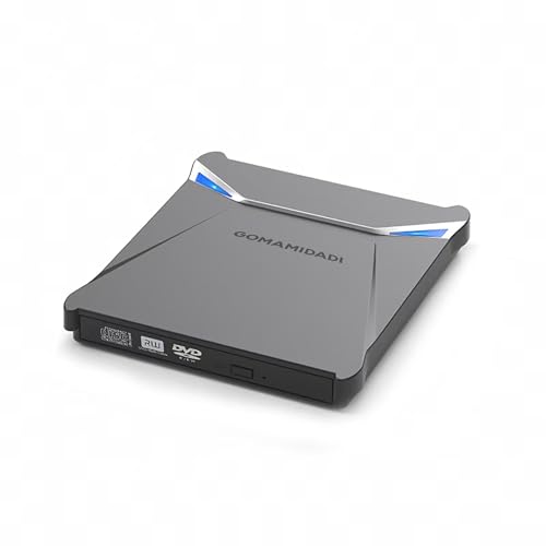 GOMAMIDADI Slot-Loading External DVD CD Drive, USB 3.0 & Type-C Portable Burner & Reader for Laptop, PC, Mac, Windows 11/10/8/7, Plug & Play, Compact Design for Home, Office, and Travel