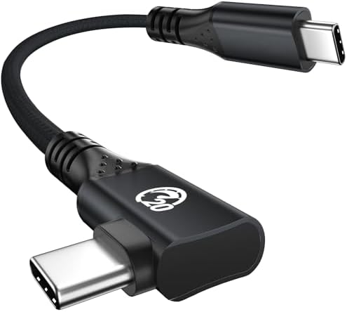 Short Right Angle USB C Cable 1FT, 240W USBC to USBC 3.2 Gen 2x2 20Gbps High Speed Data Transfer, 5K/4K 60Hz Monitor, PD3.1 Type C to Type C Cable, for iPhone 17/16/15, iPad Pro, Galaxy S25 S24