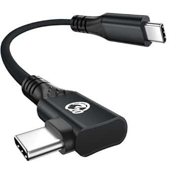 Short Right Angle USB C Cable 1FT, 240W USBC to USBC 3.2 Gen 2x2 20Gbps High Speed Data Transfer, 5K/4K 60Hz Monitor, PD3.1 Type C to Type C Cable, for iPhone 17/16/15, iPad Pro, Galaxy S25 S24