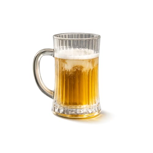 Image of PrimeWorld Classic Beer Mugs Set of 2 (500ML Each) | Heavy Glass Beer Steins with Handle | Large Freezer-Friendly Multipurpose Mugs | Dishwasher & Microwave Safe