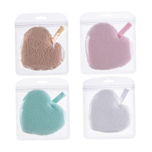 ULTECHNOVO 4 piezas Almohadillas Maquillaje Reutilizables Forma de Corazón Esponjas Faciales Suaves para Limpieza Profunda y Eliminación de Maquillaje para Piel Sensible y Zonas Delicadas