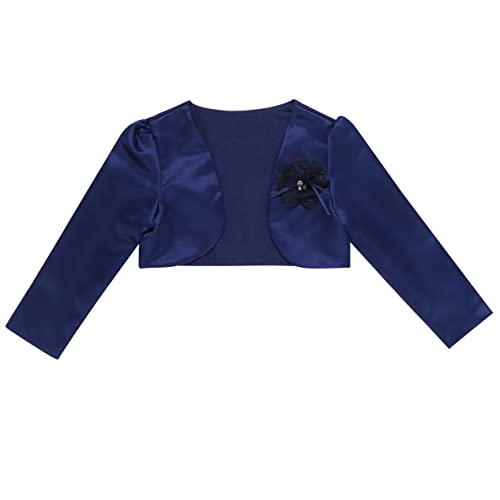 Little Girls Satin Long Sleeve Bolero Shrug Jacket Cardigan Cover Up Sweater for Formal Dress3