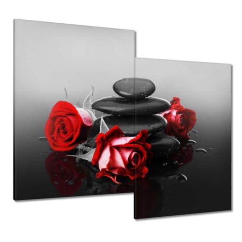 Peinture imprimée sur toile 80 x 70 cm SPA roses rouges tableau mural