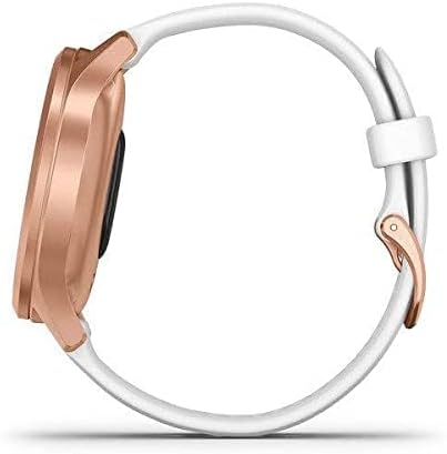 Miniatura 8 de Garmin Vivomove Style, híbrido reloj inteligente con manos reales y pantallas táctiles de color oculto, oro rosa con banda de silicona blanca