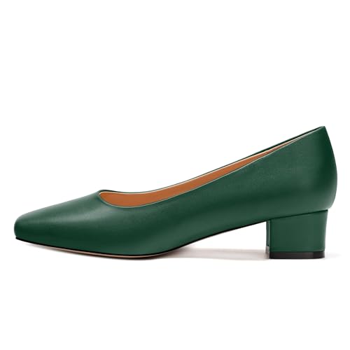 Women's Pumps, Square Closed Toe Low Heels, Slip on Chunky Heeled Shoes for Women 1.5 Inch2