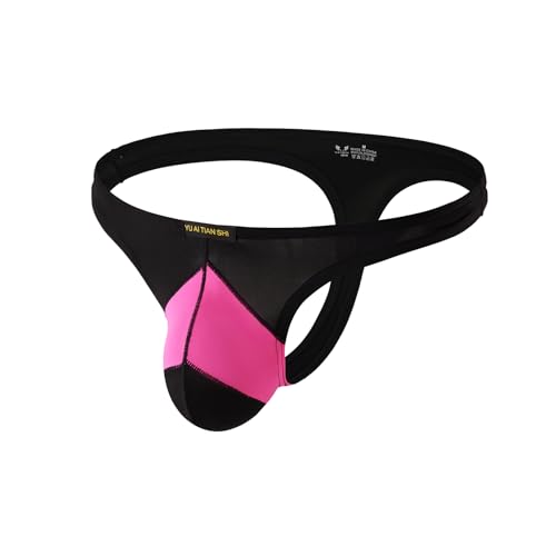 MuscleMate Men's Thong G-String Underwear, Men's Black Pink Thong G-String T-Back Underwear, Stretch and All-Day Comfort.