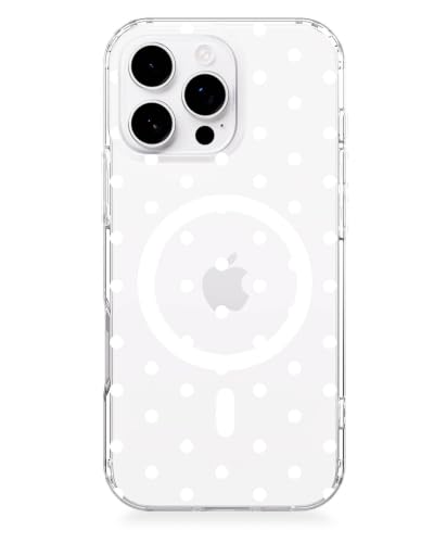 Coque iPhone 16 Pro Max Magsafe à pois blancs : le cadeau idéal et antichoc pour femme et fille