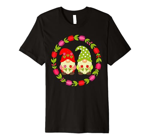 Charming Gnomes In Tulip Garden Delight Premium T-Shirt