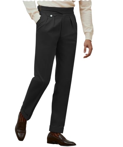 Men's Vintage Straight Fit Khaki Pants Signature Lux Cotton Twill Suit Pants Trousers Casual Casual