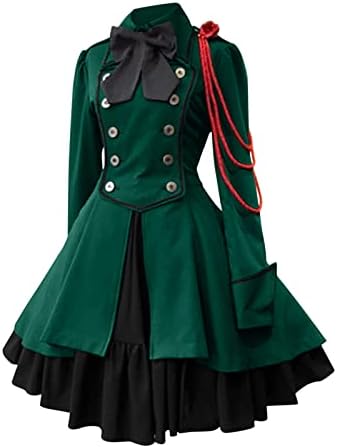 Amazon.co.jp: [dress Foreted] 軍服 ロリータ 青 ワンピース 長袖 
