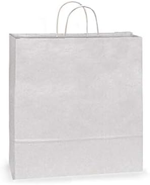 White Kraft Shopping Bags - Jumbo White Kraft Paper Bags Bulk 18x7x18" (200 Bags) - Wraps-LARWH