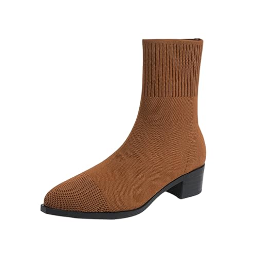 Bottines marrons en maille élastique à talon haut pointu taille 37.5