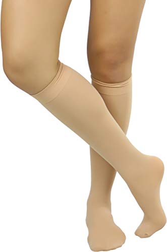 Image of ToBeInStyle Women's Opaque Knee High Nylon Fashion Socks Solid & w /Front Satin Bow