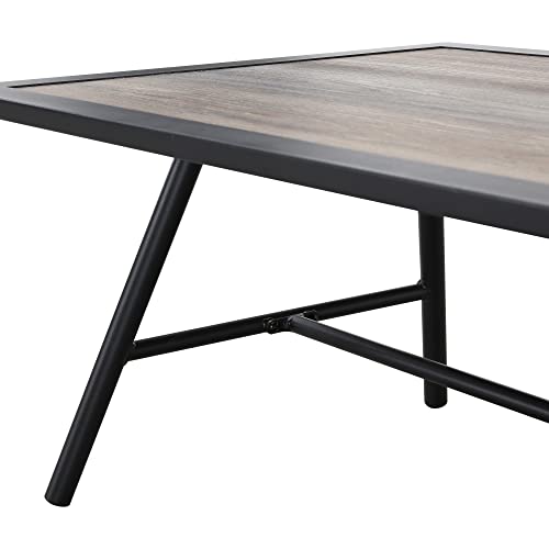 Image of LOKATSE HOME Rectangle Metal Patio Coffee Table All-Weather Outdoor Furniture for Deck Poolside Garden, Black