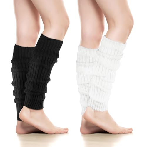 NJCXOLA 2 Paar Winter Leg Warmers, Stulpen Oktoberfest Damen, Stulpen Weiß Für Damen, Beinwärmer Kinder, Hohe Fußlose Kniestrümpfe, Knöchelwärmer