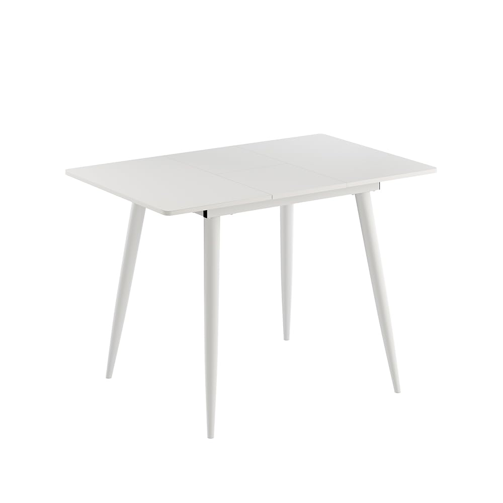Vicco Mesa de Comedor Beaver, Blanco, 80-110 x 70 cm | Extensible, para uso flexible como mesa de comedor o de trabajo