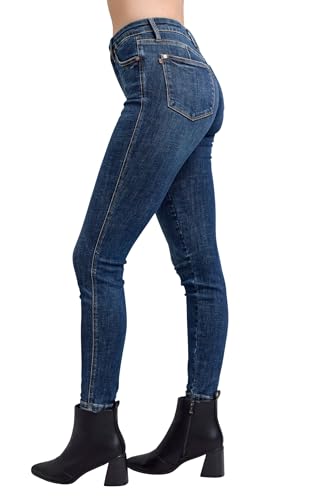Judy Blue Women's Mid-Rise Tummy Control Vintage Wash Skinny Jeans2