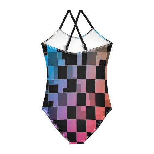 Toddler Swimsuit, Summer Beach Swim Suits Kids 3-10 Y, Checkerboard Black Squares2