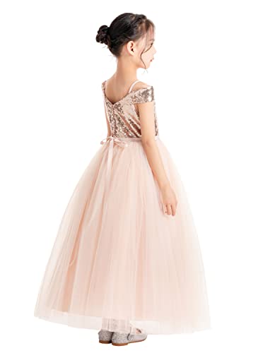 ekidsbridal Sequins Off The Shoulder Father Daughter Dance Recital Dresses for Girls 3224