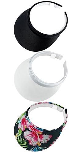 Image of 3 Pack Sports Sun Visor Hat Women Men Adjustable Clip On Visors Outdoor Golf Beach Cap