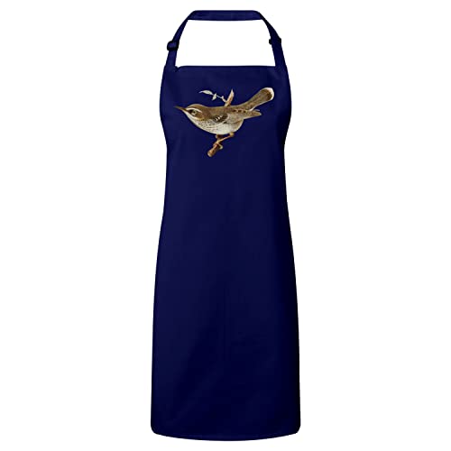 Tablier cuisine premium navy motif oiseau séricorne illustration ancienne