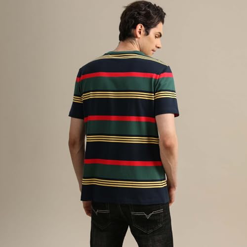 Men's Fashion Casual Cotton Loose Fit Crewneck Classic Striped T-Shirt4