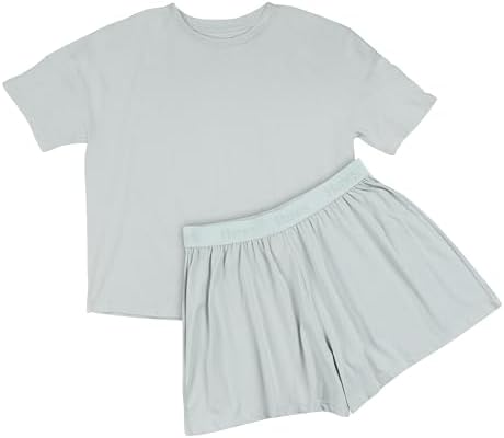 Hanes Women&#39;s Originals SuperSoft Boxy T-Shirt &amp; Sleep Shorts Set, Comfywear Lounge/Sleepwear