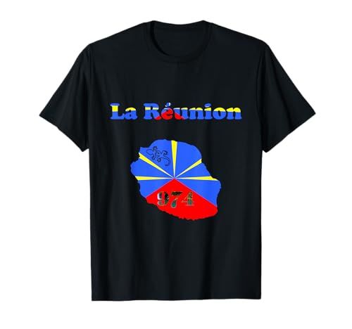 Isla De Reunión Departamento 974 Bandera Mapa Antillas Camiseta