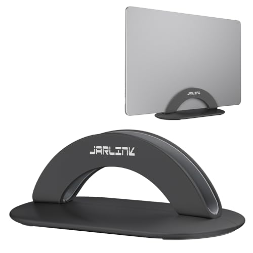 JARLINK Aluminum Body Vertical Laptop Stand, Adjustable Desktop Stand Holder, Space Saving Laptop Holder Fits All MacBook/iPad/Surface/Samsung/HP/Dell/Lenovo/Chromebook/Gaming Laptops (Black)