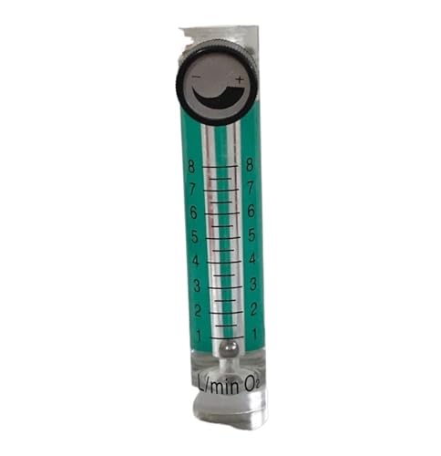 BJADUDJFB Medidor de Flujo de oxígeno y Aire a Gas con indicador de presión y válvula de latón, 0,1 MPa, 1-8 L/min, Altura 116 mm(0-5L per Min 93mm)