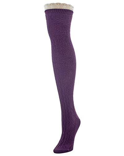 Image of MeMoi Diamond Crochet Cotton Blend Over The Knee Socks