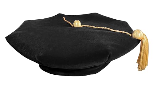 Happy Secret Graduation Doctoral Tam Velvet with Gold Bullion Tassel 8 Sided
