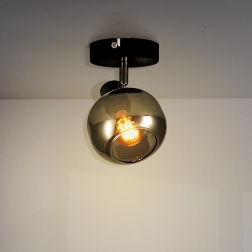 M Ledme - Lampada da soffitto serie Glass 1 lampadina, faretto da soffitto a LED per interni con attacco E14, faretto a LED per interni con finitura nera (lampadina non inclusa)