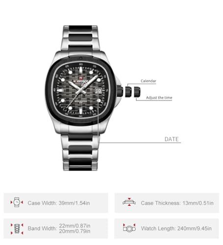 Image of NAVIFORCE NF9240 Square Unique Temperament Strap with dial Analog Watch