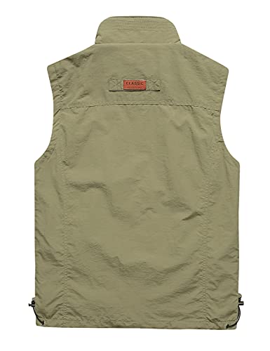 Gnveub Men’s Fishing Vest Outdoor Work Quick-Dry Hunting Zip Reversible Travel Vest Jacket with Multi Pockets