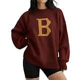 Grewear Custom Knitted Letter Sweater Personalized Unisex Sweater with Initial A to Z Gift for Women Men Teens Fall Winter Birthday Christmas Couple Matching Outfit Aesthetic Clothing B