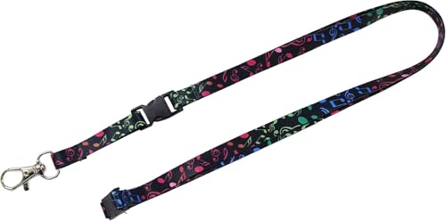 Music Office ネックストラップ IDカードホルダー ピアノ柄 キーボード柄 音符柄 ギター柄 LANYARD (Music 5 color, 5本セット)