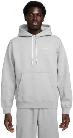 Nike Solo Swoosh Men's Heavy Fleece Pullover Hoodie, Dark Grey  Heather/White, M : Amazon.sg: Fashion