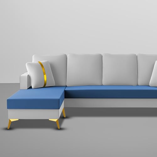 Image of Casaliving Mandis LHS 4 Seater L Shape Sofa Set for Living Room (Blue Grey Fabric) Premium Fabric Sofa
