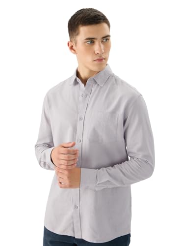 Image of The Souled Store Solid Linen: Beige Color Men and Boys Regular Outdoor Fit Full Sleeve Collared Neck Spread Collar Casual Wear Stylish Comfortable Premium Elegant Cotton Shirts