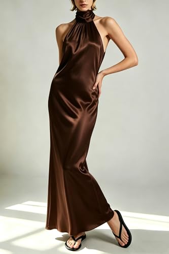 Image of Yiulangde Women's Backless Smocked Maxi Dress Sexy Spaghetti Strap Cut Out Flowy Beach Long Dress Vacation Casual Sundresses