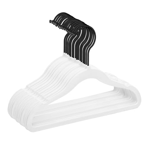 MIZGI Kids Velvet Hangers 50ct with Black Hooks