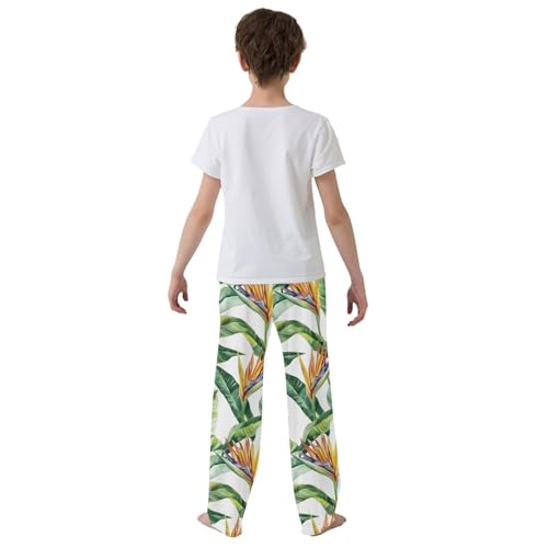 Tropical Palm Leaf Flower Pajama Pants Long Sleep Pant Soft PJ Bottoms Sleepwear3