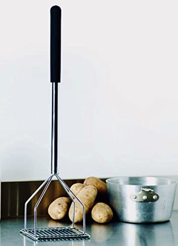 Tezzorio 18 Inch Chrome Plated Square-Faced Potato Masher With Soft Grip Handle Professional Potato Masher thumb #4