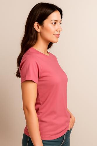 Image of Women's Solid Round Neck Half Sleeves Polyester T-Shirts, Moisture Wicking t-Shirt (Pack of 1)