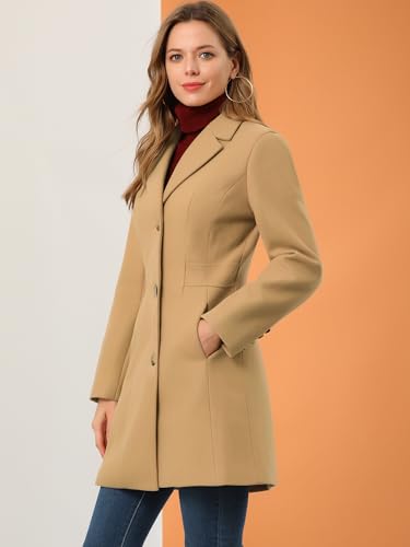 Allegra K Women's Winter Pea Coat 2025 Fall Single Breasted Long Outerwear Trench Coats4